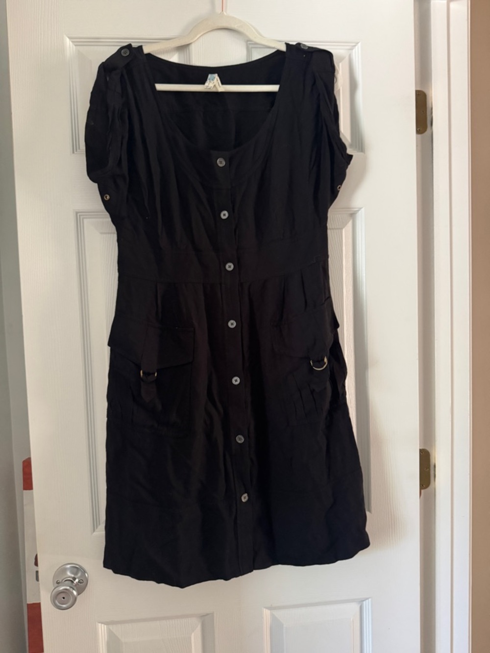 Maeve Black Button-Front Mini Dress